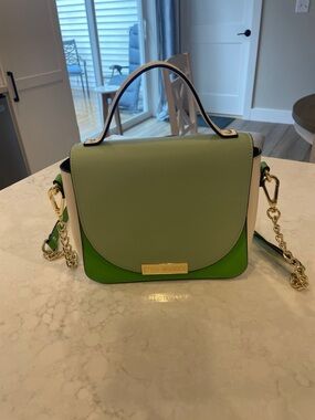Steve Madden Green Colorblock Vegan Leather Top-Handle Bag